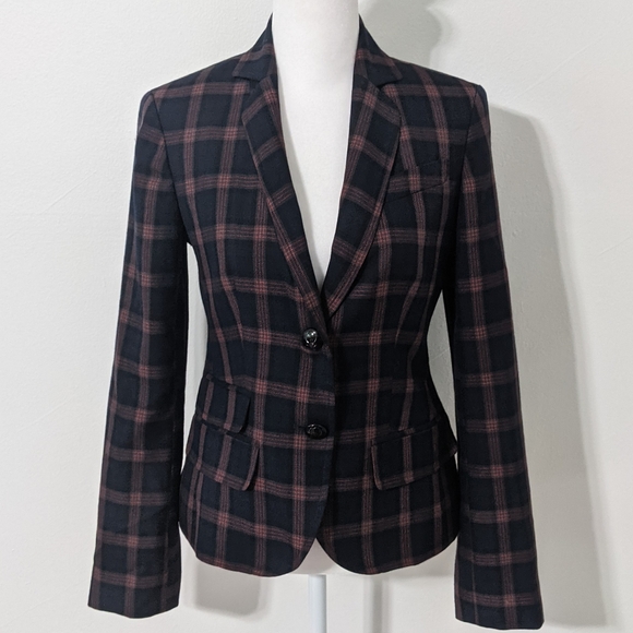 QMack Jackets & Blazers - QMack Navy Plaid Blazer Size 0